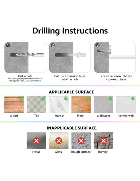 Estantes de baño HIIMIEI flotantes negros con soporte para toallas