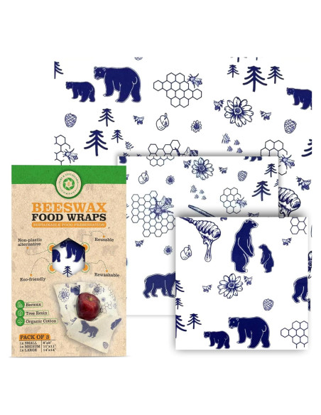 Envolturas de Cera de Abeja EMPRESA PURA Y SOSTENIBLE - 3 Piezas