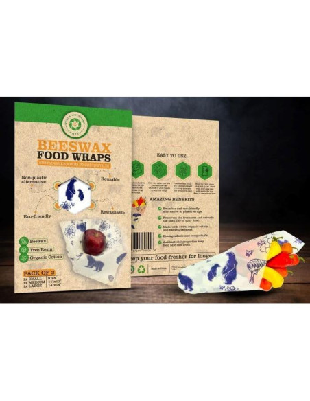 Envolturas de Cera de Abeja EMPRESA PURA Y SOSTENIBLE - 3 Piezas