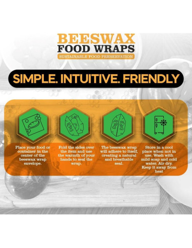 Envolturas de Cera de Abeja EMPRESA PURA Y SOSTENIBLE - 3 Piezas