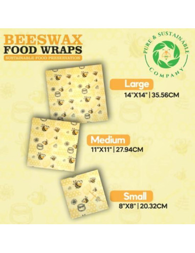 Envolturas de Cera de Abeja EMPRESA PURA Y SOSTENIBLE - 3 Piezas