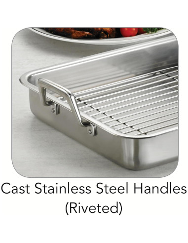 Sartén para Asar Tramontina 34.3 cm Acero Inoxidable Apto Lavavajillas