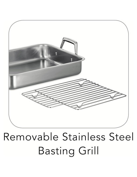 Sartén para Asar Tramontina 34.3 cm Acero Inoxidable Apto Lavavajillas