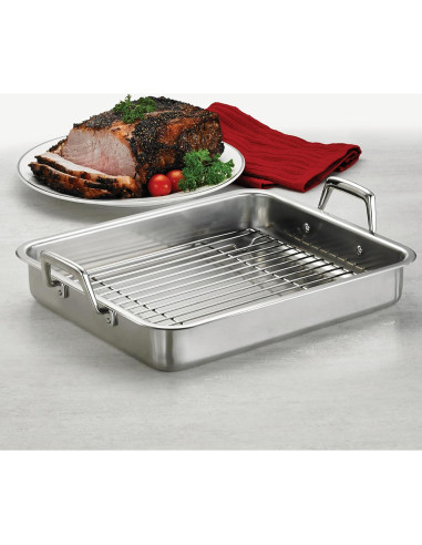 Sartén para Asar Tramontina 34.3 cm Acero Inoxidable Apto Lavavajillas