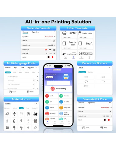 Impresora de Etiquetas MoKo Mini Bluetooth 203 DPI Azul
