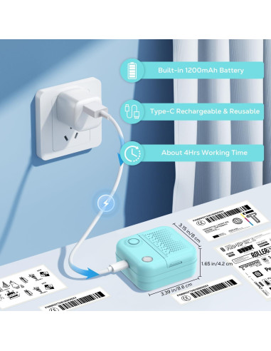 Impresora de Etiquetas MoKo Mini Bluetooth 203 DPI Azul