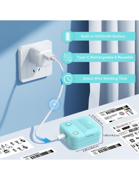 Impresora de Etiquetas MoKo Mini Bluetooth 203 DPI Azul