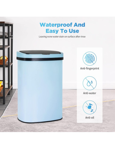 Bote de Basura Mueble de América 49L con Sensor Infrarrojo Negro