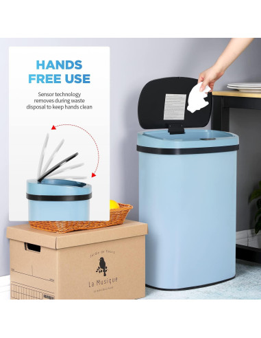 Bote de Basura Mueble de América 49L con Sensor Infrarrojo Negro