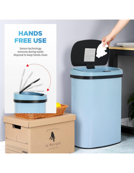 Bote de Basura Mueble de América 49L con Sensor Infrarrojo Negro