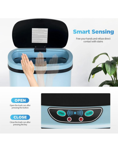 Bote de Basura Mueble de América 49L con Sensor Infrarrojo Negro