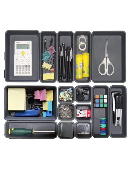 Organizador de Cajones 15 Pcs Kutesna Negro Apilable