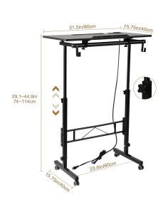 Escritorio de pie ajustable SIDUCAL DK-02B-UP negro 80x40cm 2