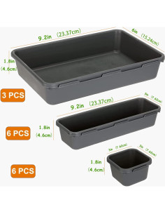 Organizador de Cajones 15 Pcs Kutesna Negro Apilable 2