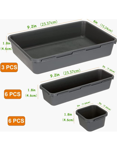 Organizador de Cajones 15 Pcs Kutesna Negro Apilable