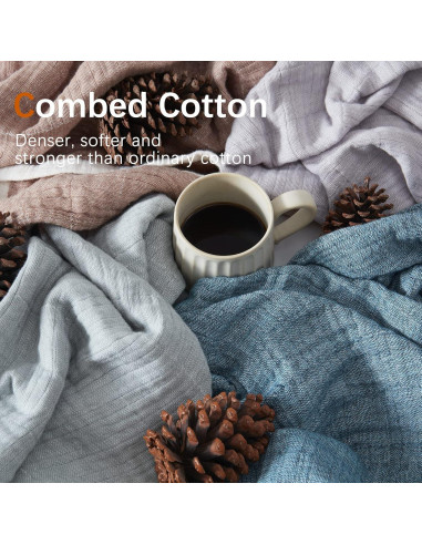 Manta de Muselina de Algodón SE SOFTEXLY 127x152 cm Azul Vintage