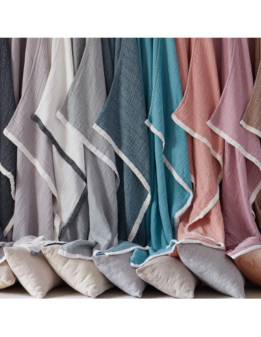 Manta de Muselina de Algodón SE SOFTEXLY 127x152 cm Azul Vintage