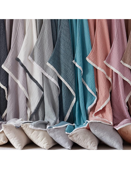 Manta de Muselina de Algodón SE SOFTEXLY 127x152 cm Azul Vintage