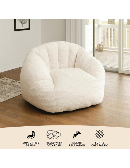 Silla de frijoles Big Joe Cloudberry Icing - Estructura suave