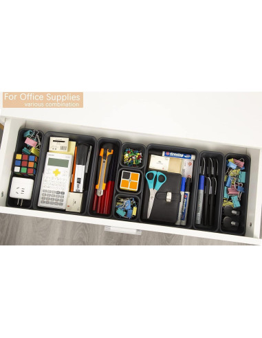 Organizador de Cajones 15 Pcs Kutesna Negro Apilable