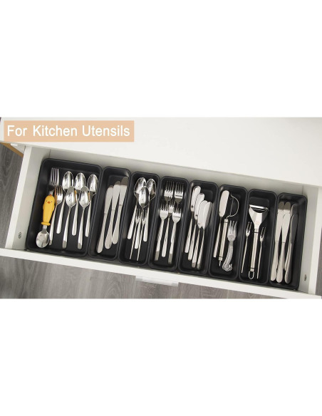 Organizador de Cajones 15 Pcs Kutesna Negro Apilable