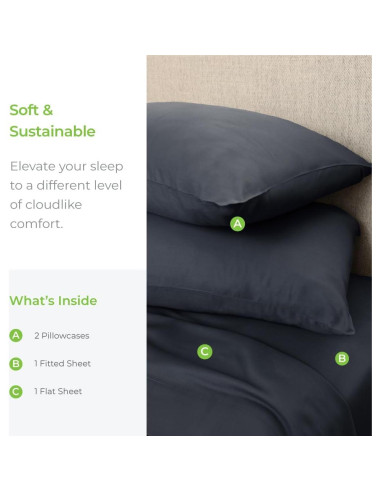 Juego de Sábanas Cariloha Aloha Soft 4 Piezas Reina Azul Cabo