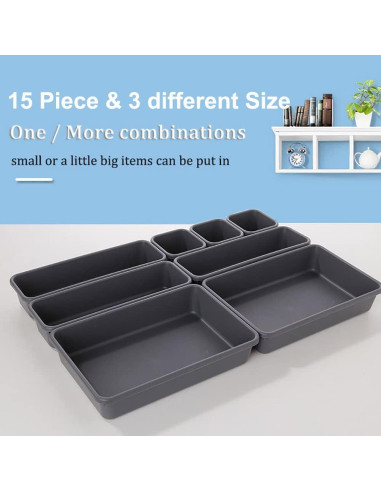 Organizador de Cajones 15 Pcs Kutesna Negro Apilable