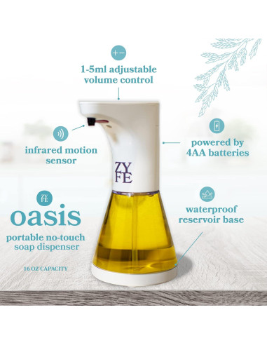 Dispensador de Jabón Automático ZYFE Oasis 0.47L Blanco