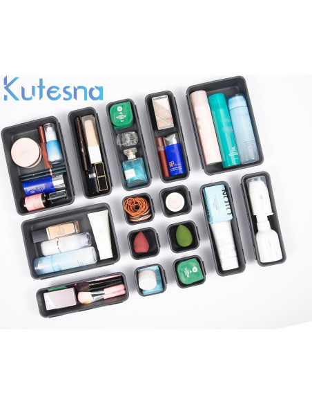 Organizador de Cajones 15 Pcs Kutesna Negro Apilable