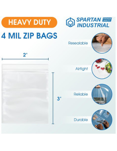 Bolsas de Plástico Re sellables Spartan Industrial 2x3" 1000 Unidades 2