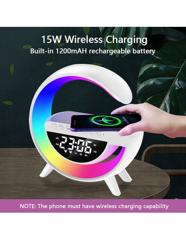 Lámpara de Mesa LED con Carga Inalámbrica y Altavoz Bluetooth
