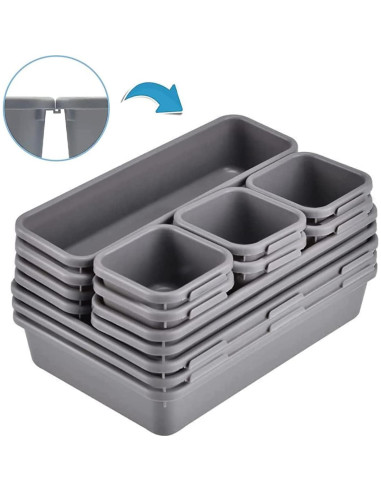 Organizador de Cajones 15 Pcs Kutesna Negro Apilable