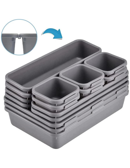 Organizador de Cajones 15 Pcs Kutesna Negro Apilable
