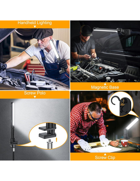 Luz de Trabajo LED Recargable GODENBA 1200LM Magnética 2200mAh