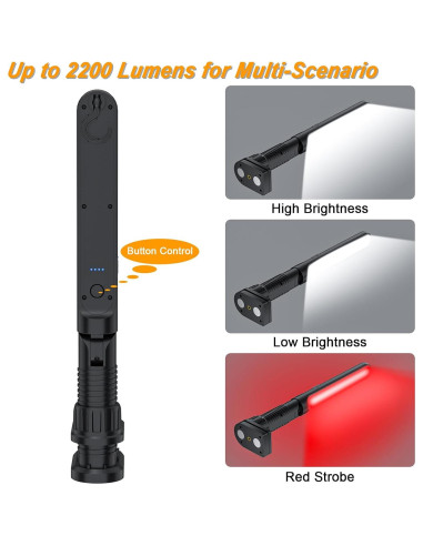 Luz de Trabajo LED Recargable GODENBA 1200LM Magnética 2200mAh