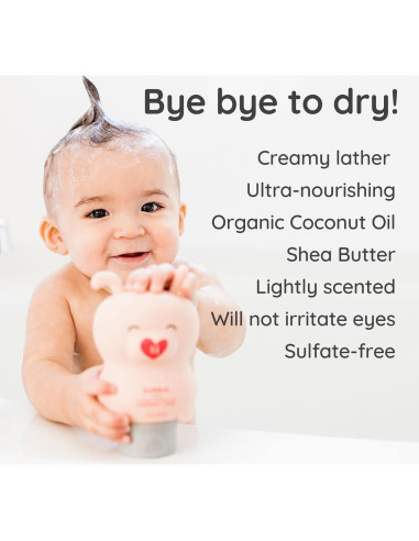 Champú y Lavado Bubbsi 32oz Aceite de Coco Orgánico Suave