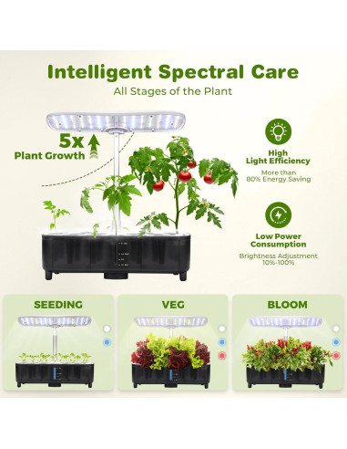 Sistema Hidropónico LED Kingsyard 48W Jardín Interior 5L