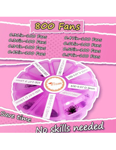 800 Racimos de Pestañas Wispy Fans Premade BTLLSSH 10D 0.07 2