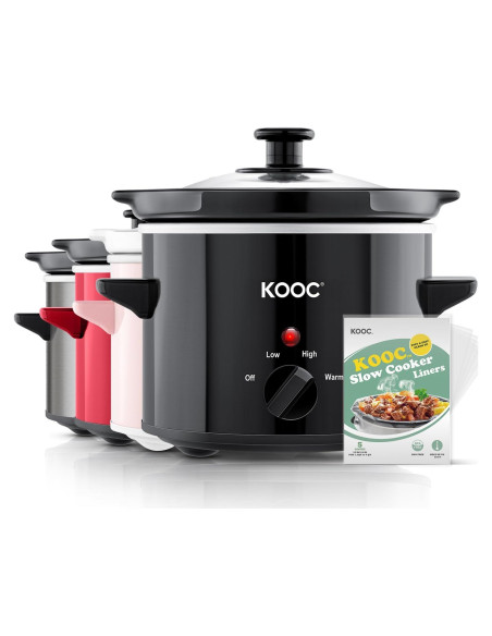 Olla de Cocción Lenta KOOC 2QT Cerámica Negra con Forros