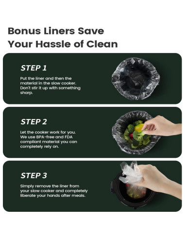 Olla de Cocción Lenta KOOC 2QT Cerámica Negra con Forros