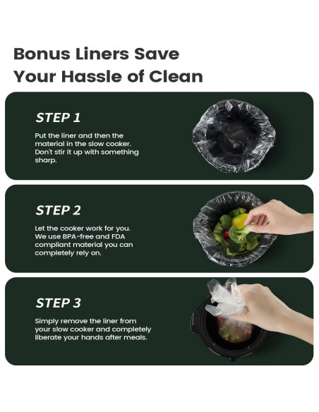 Olla de Cocción Lenta KOOC 2QT Cerámica Negra con Forros