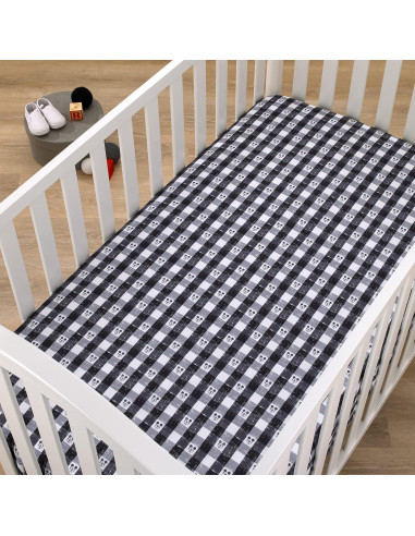 Sábana Ajustable Cuna Disney Mickey Mouse Cuadros Gris