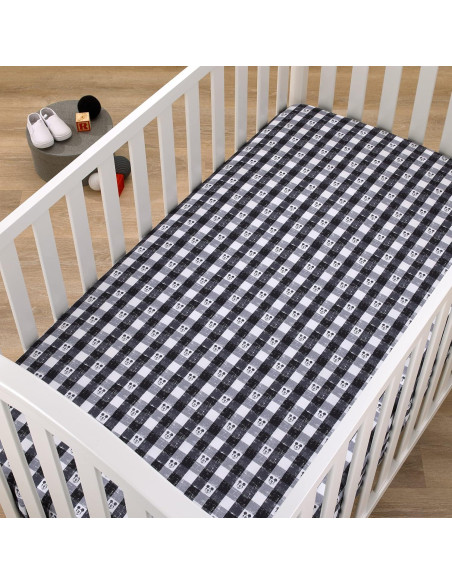 Sábana Ajustable Cuna Disney Mickey Mouse Cuadros Gris