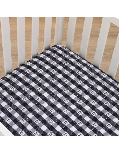 Sábana Ajustable Cuna Disney Mickey Mouse Cuadros Gris