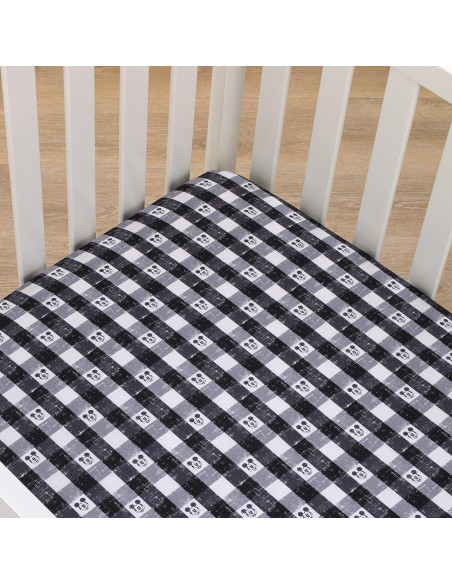 Sábana Ajustable Cuna Disney Mickey Mouse Cuadros Gris
