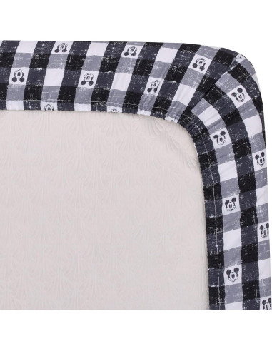Sábana Ajustable Cuna Disney Mickey Mouse Cuadros Gris