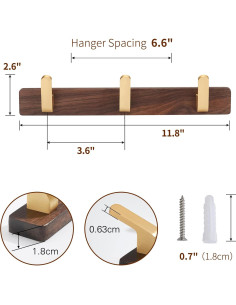 Perchero de Pared SARIHOSY de Madera y Metal 3 Ganchos Rústicos 2