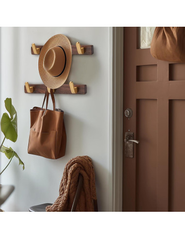 Perchero de Pared SARIHOSY de Madera y Metal 3 Ganchos Rústicos