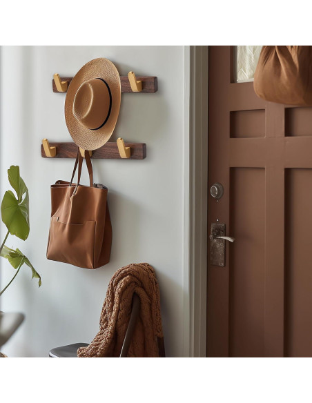 Perchero de Pared SARIHOSY de Madera y Metal 3 Ganchos Rústicos