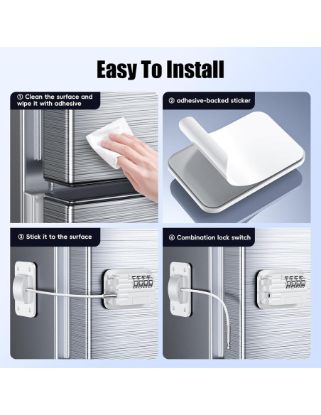 Cerradura de Refrigerador con Contraseña 4 Códigos Autoadhesiva Cerradura de Refrigerador con Contraseña 4 Códigos Autoadhesiva